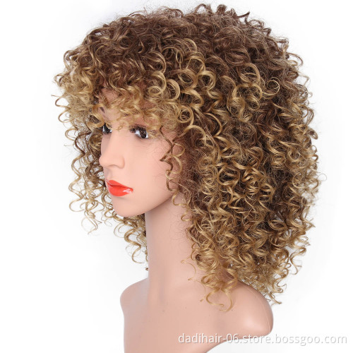 synthetic hair CURLY wig, blond color natural look wig